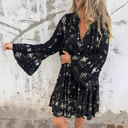 Vestido boho con mangas amplias para mujer, ligero y elegante para verano