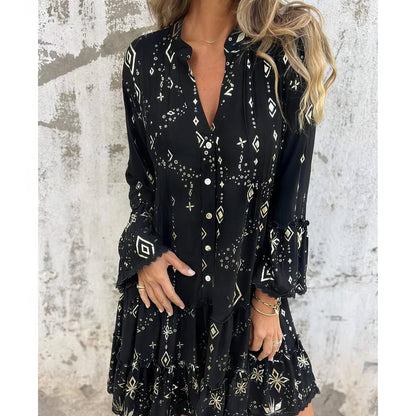 Vestido boho con mangas amplias para mujer, ligero y elegante para verano