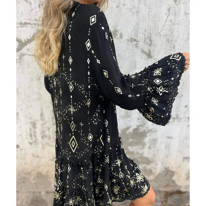 Vestido boho con mangas amplias para mujer, ligero y elegante para verano