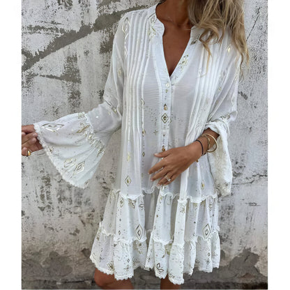 Vestido boho con mangas amplias para mujer, ligero y elegante para verano